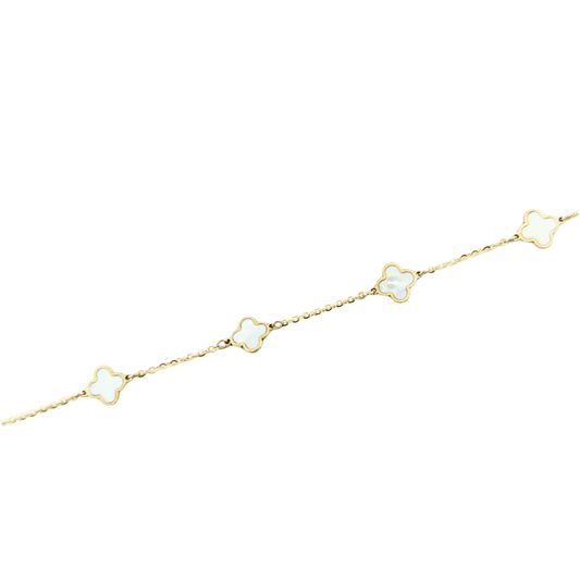 Bracciale fiori madreperla in oro giallo 14 kt-1