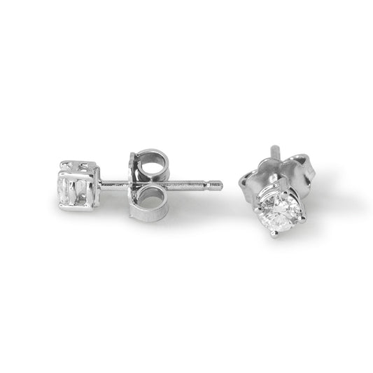 Orecchini punto luce 4 griffes in oro bianco con diamanti ct 0.40