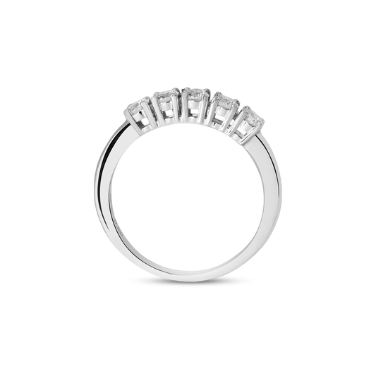 anello-veretta-5-pietre-oro-bianco-diamante-ct-0.50-fronte