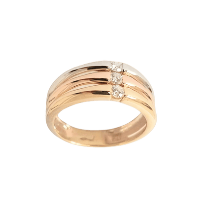 Anello 3 ori con diamanti ct 0,15-b