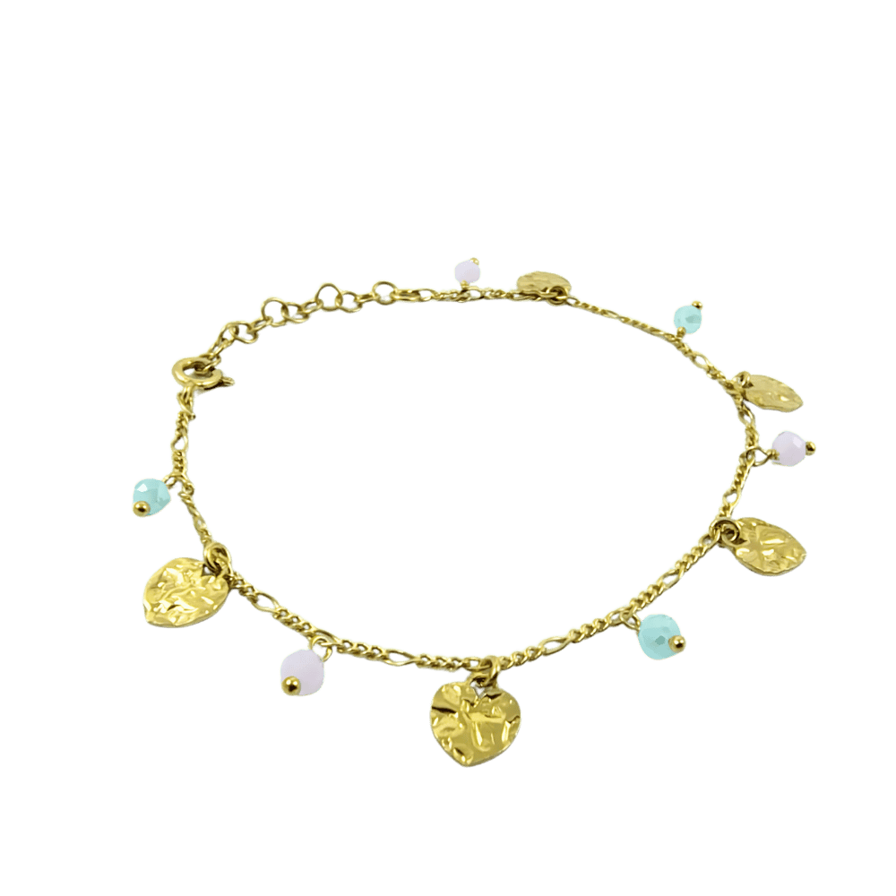 Bracciale charms e cuore in argento 925 color oro