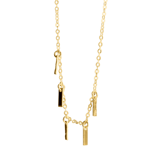 Collana girocollo con medagliette rettangolari color oro