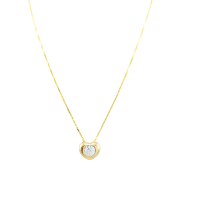 Collier punto luce cuore oro 9kt con zircone