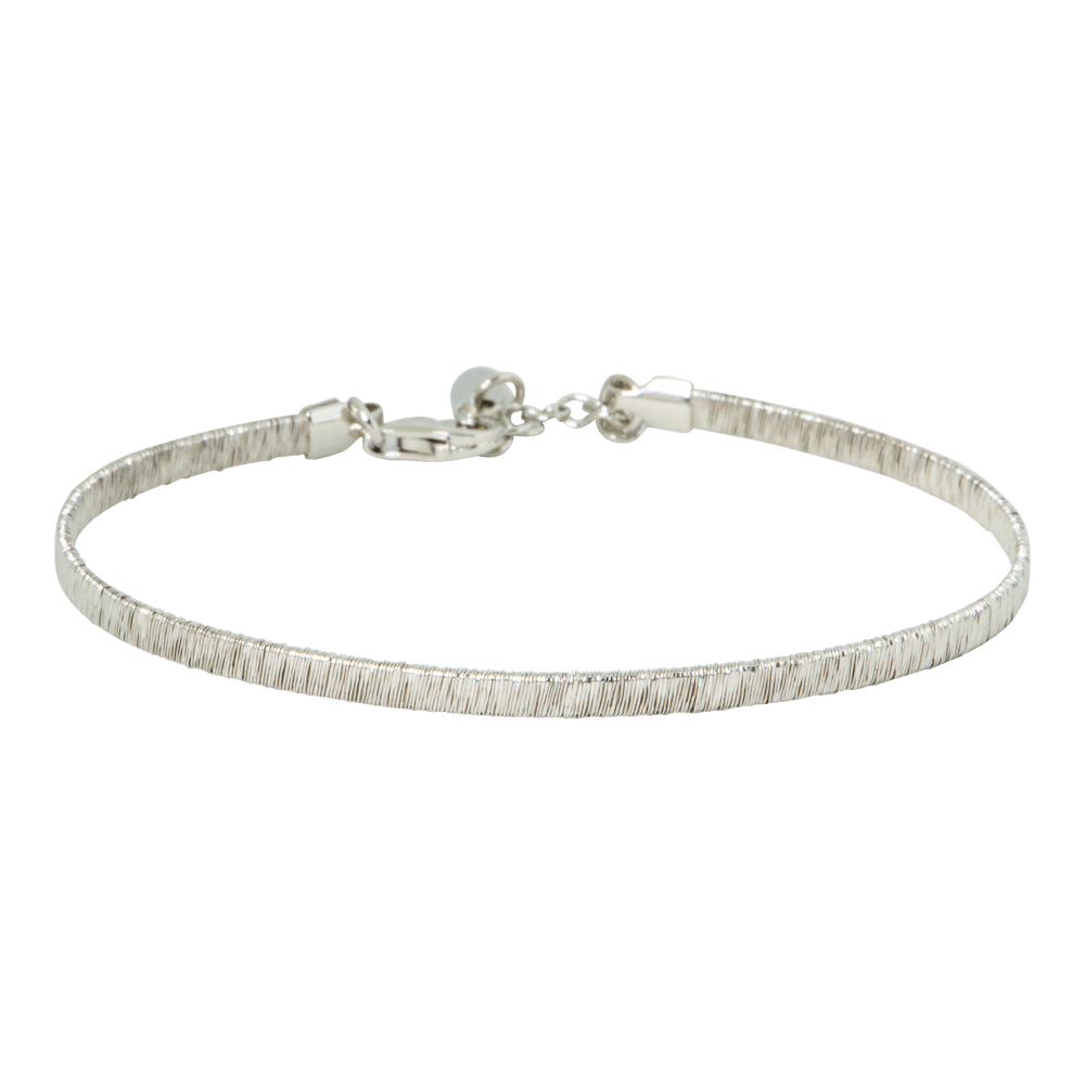 Bright design rigid bracelet with wire wrapped in 925 silver