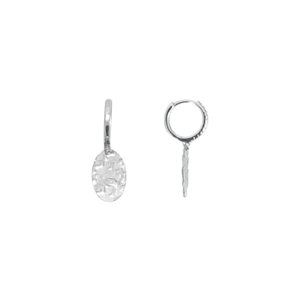 Orecchini a cerchio con pendenti foglia in argento 925