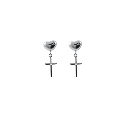 Orecchini cuore e croce in argento 925-1