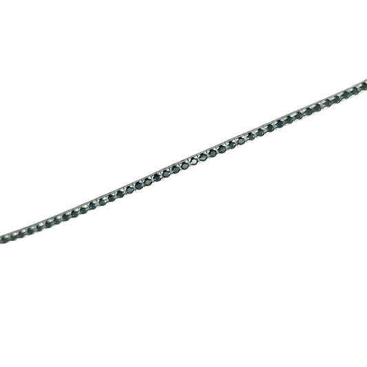 Bracciale tennis in argento 925 color argento con spinello nero