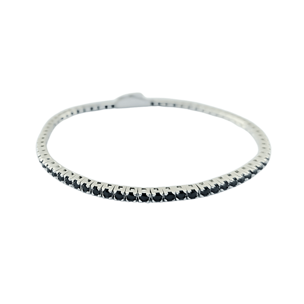Bracciale tennis in argento 925 color argento con spinello nero