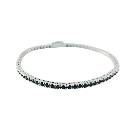 Bracciale tennis in argento 925 color argento con spinello nero