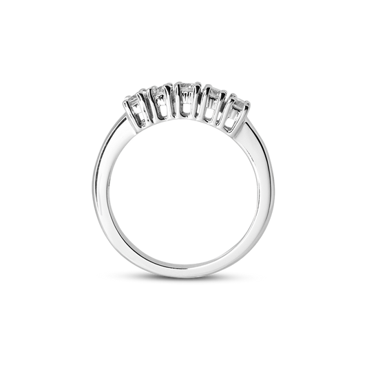 anello-veretta-5-pietre-oro-bianco-diamante-ct-0.35-fronte